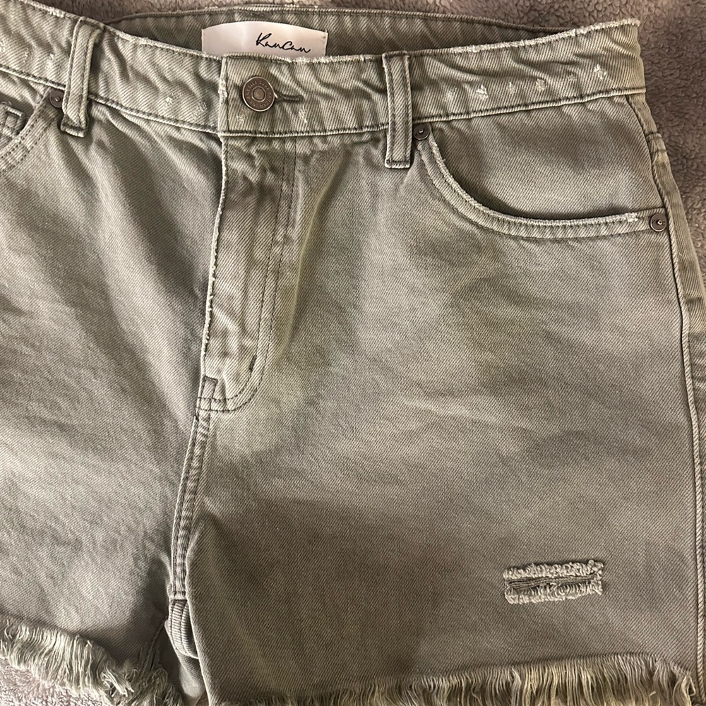 KanCan green cutoff shorts
